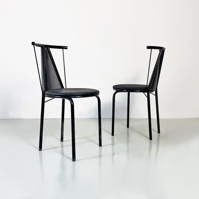 Italian Post Modern Black Metal and Plastic Chairs, 1980s, Set of 2-GDD-1428341