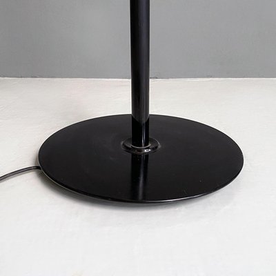 Italian Postmodern Black Metal Stem & White Metal Lampshade Floor Lamp, 1980s-GDD-1385094