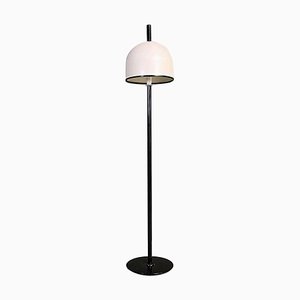 Italian Postmodern Black Metal Stem & White Metal Lampshade Floor Lamp, 1980s-GDD-1385094