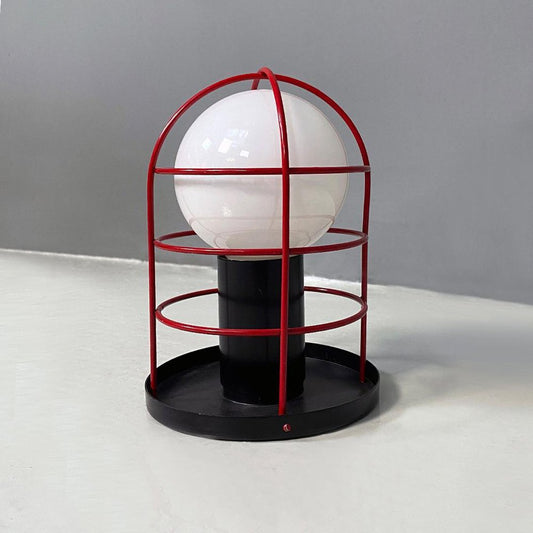 Italian Postmodern Black & Red Metal Wall or Ceiling Lamp by Targetti, 1980s