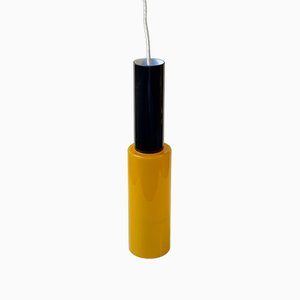 Italian Postmodern Ceiling Lamp in Yellow and Black Glass, 1980s-LCR-1793203