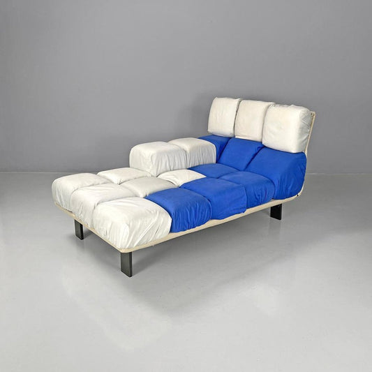 Italian Postmodern Padded Blue and White Cubes Chaise Longue attributed to Arflex, 1990s