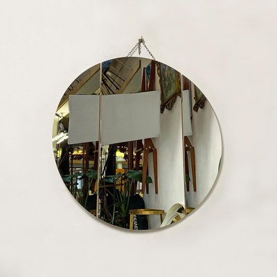 Italian Postmodern Round Wall Mirror with Hinged Side Doors, 1980s-GDD-1314388