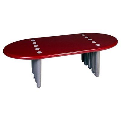 Italian Postmodern Ten-Legged Lacquer Bordeaux & Grey Wood Coffee Table, 1980s-GDD-1344883