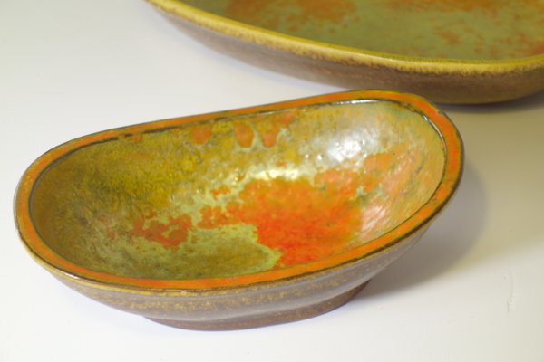 Italian Pottery Studio Abstract Ceramic Bowl by Alessio Tasca, 1980s, Set of 2-KGD-2040548