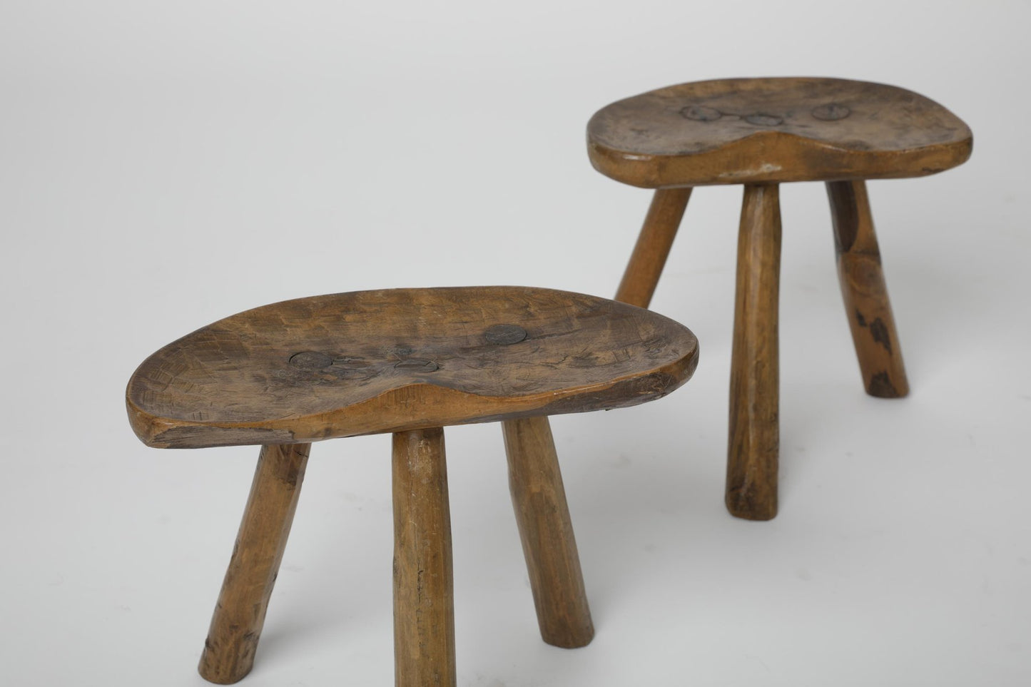 Italian Primitive Wooden Stools, 1950s, Set of 3