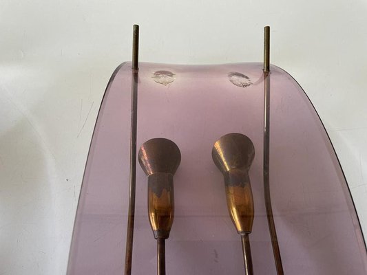 Italian Purple Acrylic & Brass Sconces, Italy, 1950s, Set of 2-RDS-1239923