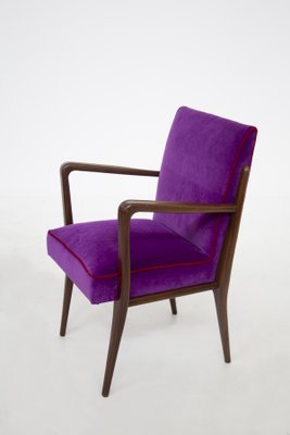 Italian Purple Velvet Armchairs from Fratelli Consonni, Set of 6-RCE-1060075