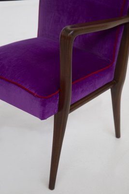 Italian Purple Velvet Armchairs from Fratelli Consonni, Set of 6-RCE-1060075