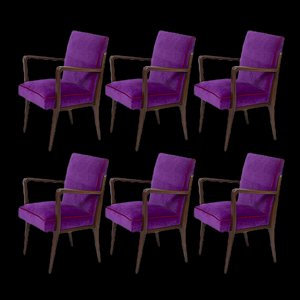 Italian Purple Velvet Armchairs from Fratelli Consonni, Set of 6-RCE-1060075