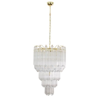 Italian Quadried Chandelier in Murano Glass with Brass Structure-MPO-1340470