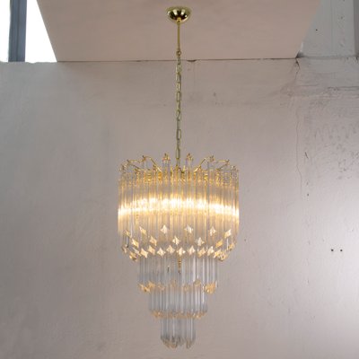 Italian Quadried Chandelier in Murano Glass with Brass Structure-MPO-1340470