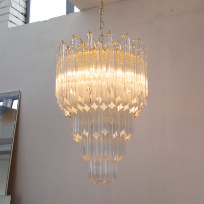 Italian Quadried Chandelier in Murano Glass with Brass Structure-MPO-1340470