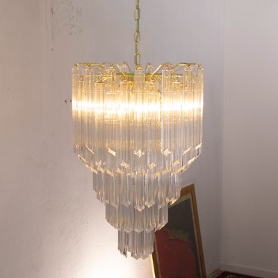 Italian Quadried Chandelier in Murano Glass with Brass Structure-MPO-1340470