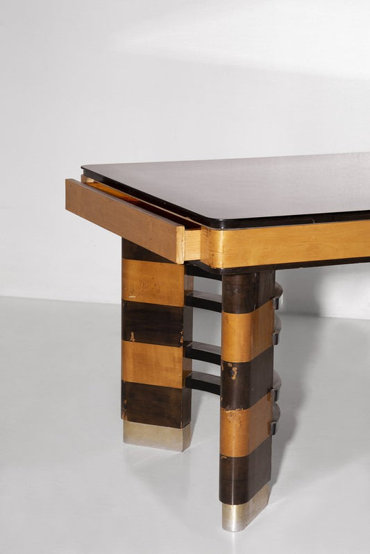 Italian Rationalist Dining Table with Metal Elements, 1920