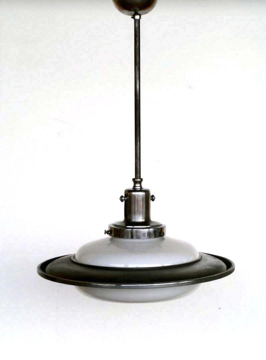 Italian Rationalist Lamp in Metal and Glass, 1920s