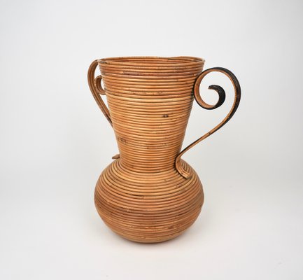 Italian Rattan Amphora Vase by Vivai Del Sud, 1960s-LYQ-1195204