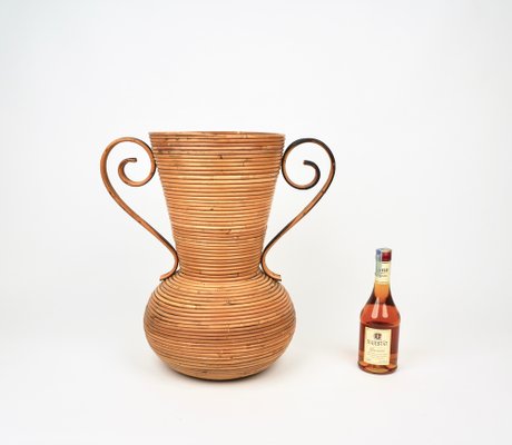 Italian Rattan Amphora Vase by Vivai Del Sud, 1960s-LYQ-1195204