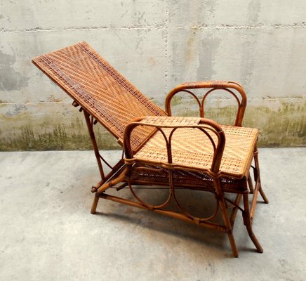 Italian Rattan and Malacca Lounge Chair, 1920s-EI-570136