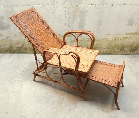 Italian Rattan and Malacca Lounge Chair, 1920s-EI-570136