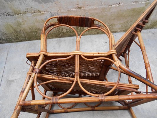 Italian Rattan and Malacca Lounge Chair, 1920s-EI-570136