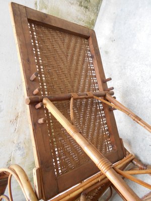 Italian Rattan and Malacca Lounge Chair, 1920s-EI-570136