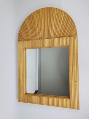 Italian Rattan Arch Mirror, 1970s-ZPB-1336863