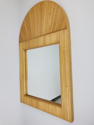 Italian Rattan Arch Mirror, 1970s-ZPB-1336863