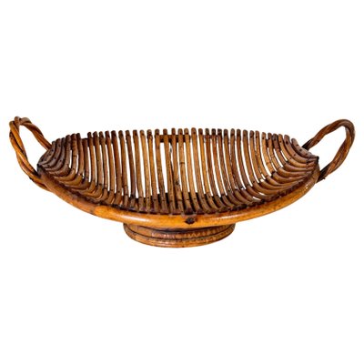 Italian Rattan Basket Bowl Centerpiece in the style of Crespi, 1970s-UR-1815733