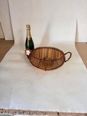 Italian Rattan Basket Bowl Centerpiece in the style of Crespi, 1970s-UR-1815733