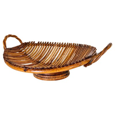 Italian Rattan Basket Bowl Centerpiece in the style of Crespi, 1970s-UR-1815733