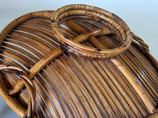 Italian Rattan Basket Bowl Centerpiece in the style of Crespi, 1970s-UR-1815733