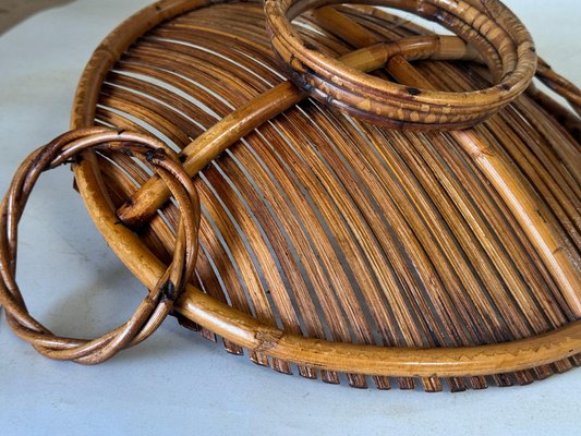 Italian Rattan Basket Bowl Centerpiece in the style of Crespi, 1970s-UR-1815733