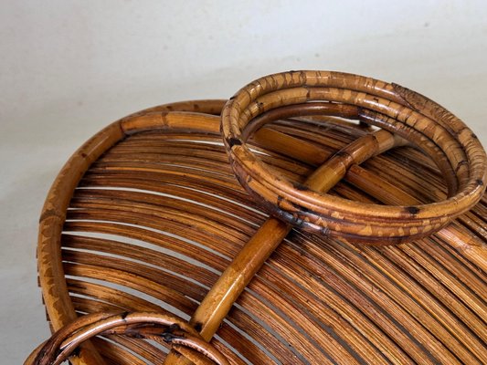 Italian Rattan Basket Bowl Centerpiece in the style of Crespi, 1970s-UR-1815733