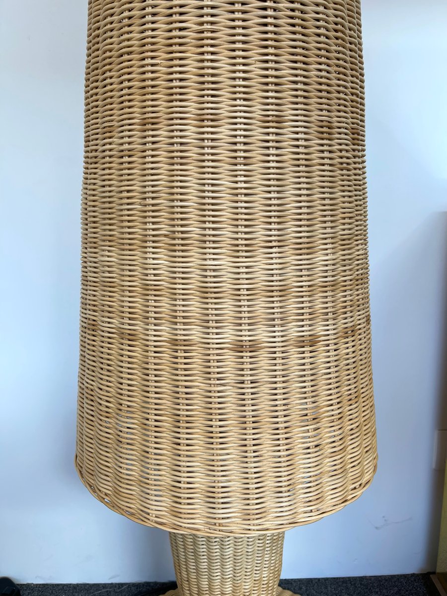 Italian Rattan Floor Lamp by Gasparucci Italo, 1980s