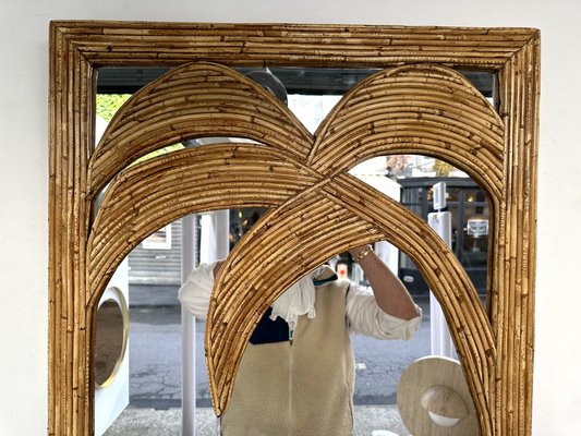 Italian Rattan Palm Tree Mirror from Vivai Del Sud, 1970s-FUE-1818519