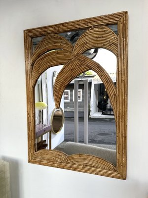 Italian Rattan Palm Tree Mirror from Vivai Del Sud, 1970s-FUE-1818519