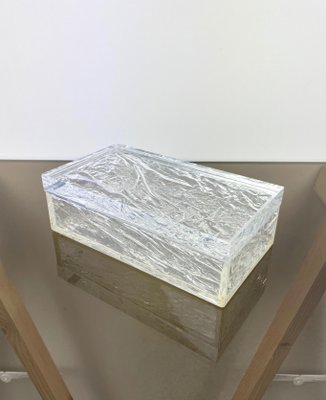 Italian Rectangular Box in Acrylic Glass with Ice Effect, 1970s-LYQ-1171472