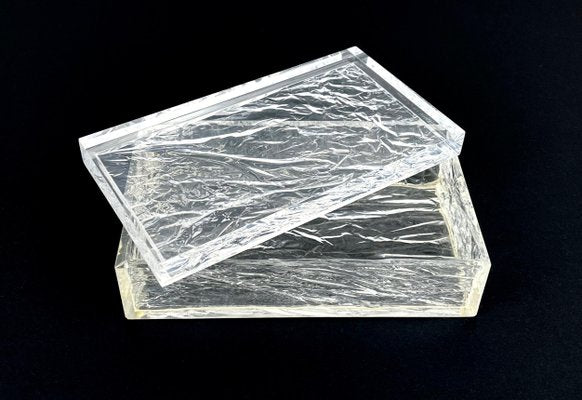 Italian Rectangular Box in Acrylic Glass with Ice Effect, 1970s-LYQ-1171472