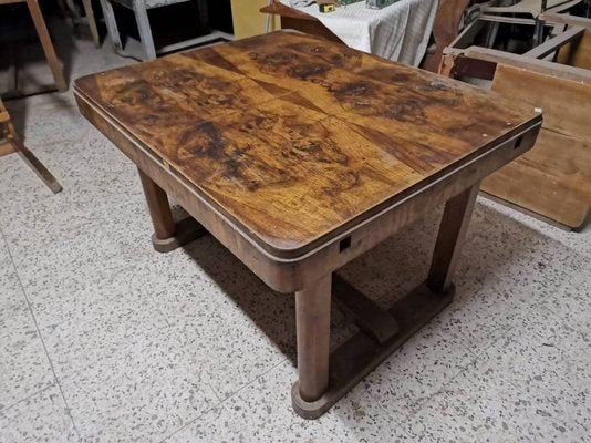 Italian Rectangular Briarwood Veneer Top Dining Table, 1940s-RAQ-654113