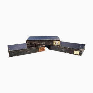 Italian Rectangular Container Boxes in Dark Wood, 1900s, Set of 3-GDD-1416739