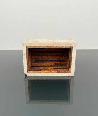 Italian Rectangular Decorative Box in Travertine and Cork from Marble Art, 1970s-LYQ-1324673