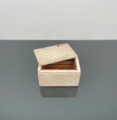 Italian Rectangular Decorative Box in Travertine and Cork from Marble Art, 1970s-LYQ-1324673