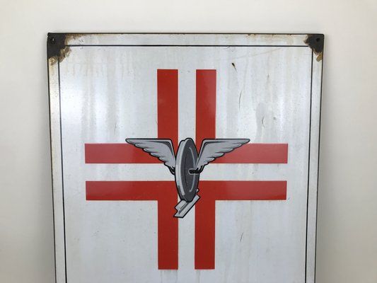 Italian Rectangular Enameled Metal Railway Emergency Care Sign, 1950s-YNA-656562