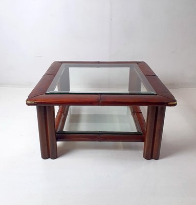 Italian Rectangular Leather Sofa Table, 1970s-FO-2031651