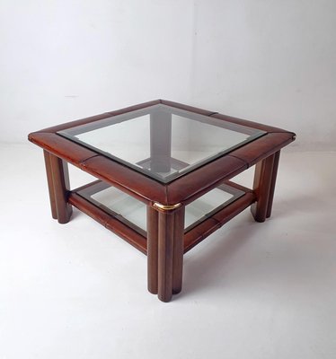 Italian Rectangular Leather Sofa Table, 1970s-FO-2031651