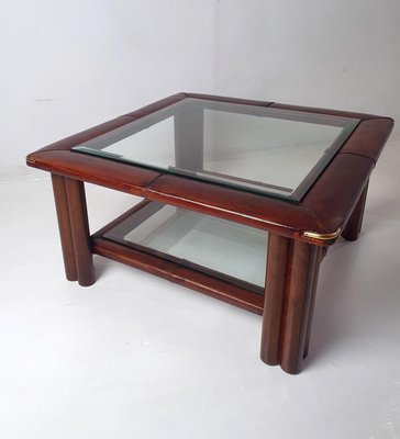 Italian Rectangular Leather Sofa Table, 1970s-FO-2031651