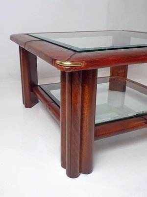 Italian Rectangular Leather Sofa Table, 1970s-FO-2031651