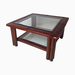 Italian Rectangular Leather Sofa Table, 1970s-FO-2031651