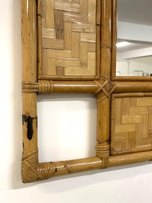 Italian Rectangular Mirror with Bamboo, Rattan and Wicker Structure, 1970s-JDR-1126140